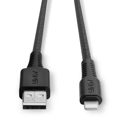 Kábel USB "Lightning" pre Apple, 1m, High Speed, posilnený, čierny s MFI cert. §§
