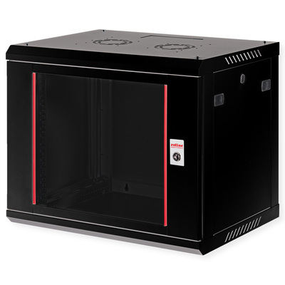 19" Rack na stenu 9U, čierny, 512x600x450mm (HxWxD), odnímateľné bočnice