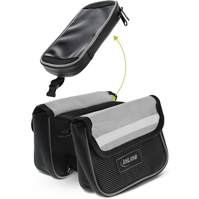 Cyklotaška na rám, držiak pre Smartelefóny, čierna + sivé reflexné prvky