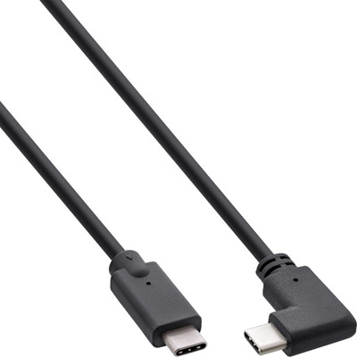 Kábel USB 3.2 Gen 2x2, Typ C CM/CM 0.3m, 20Gbps, PD 100w 20V5A, čierny, uhľový 90°