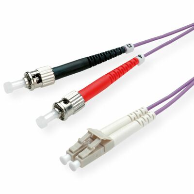 Fiber kábel LC-ST, 5m Duplex OM4(50/125µm), 2.8mm, fialový