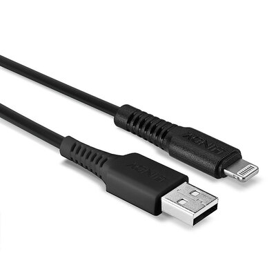 Kábel USB "Lightning" pre Apple, 2m, High Speed, čierny s MFI cert.