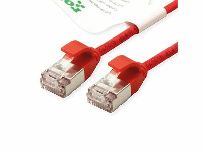 U/FTP Patchkábel LSOH TPE 0.5m cat.6a, červený, slim, Cu, Flex Cable, Roline Green, Eco obal
