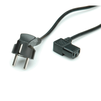 Kábel sieťový 230V, vidlica (CEE7/7) lomená - C13 zahnutý (doprava), 1.8m, 0.75mm², 10A, čierny
