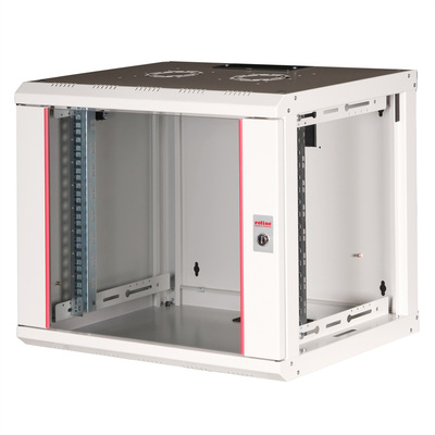 19" Rack na stenu 9U, sivý, 505x600x450mm (HxWxD), RAL7035, PRO, odnímateľné bočnice