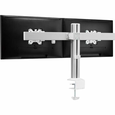 Slatwall držiak pre 2x monitor na stôl, úchyt o dosku, max 16kg, výška 427mm,  biely