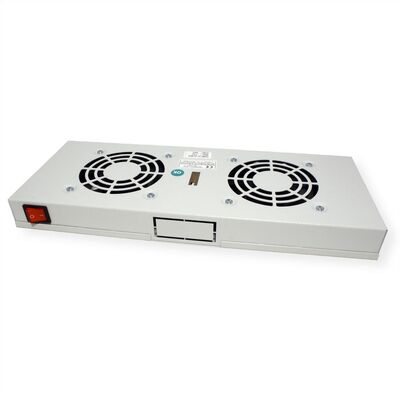 19" Ventilačná jednotka, 2 vetráky, 1U, ON/OFF, sivá