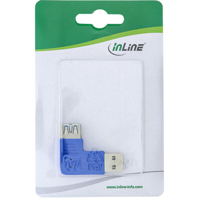 Adaptér USB 3.2 Gen 1, A-A M/F, 5Gbps, zahnutý doľava 90°, modrý