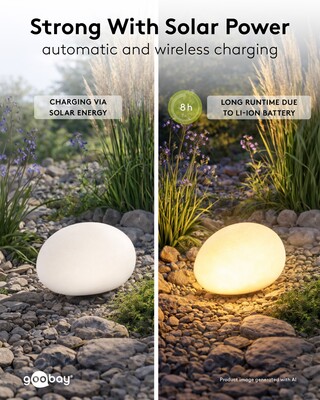 LED svietidlo solárne záhradné v tvare kameňa,  IP44 vonkajšie, RGBW, 24cm, 2 ks/bal