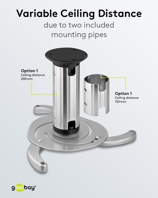 Držiak pre projektor, stropný, max 10kg, dĺžka 130-200mm, max rozteč 320mm, sivý