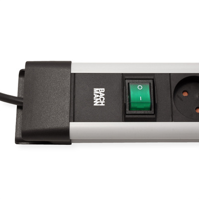 Predlžovačka CONNECTUS, 6xUTE 230V, vypínač, 2m kábel 1.5mm², hliník, čierna