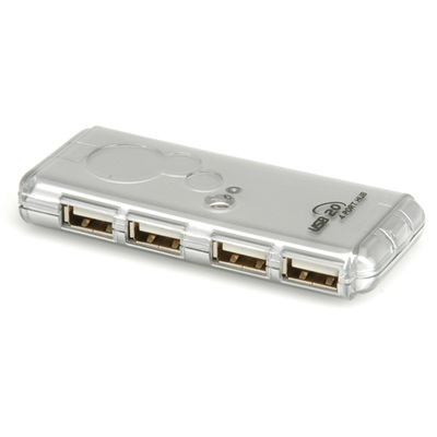 Hub USB 2.0, 4 Port, 4x USB A, MINI, 30cm, sivý