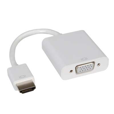 Adaptér HDMI na VGA+audio 15cm biely, napájanie micro USB