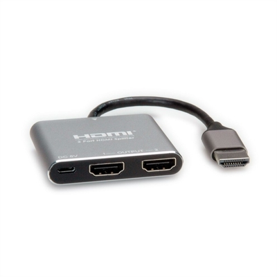 Video distribútor/splitter HDMI 1IN/2OUT UHD 4K (60Hz) 18G, čierny, napájanie micro USB