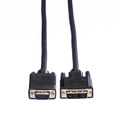 Kábel DVI-A/VGA M/M 5m, tienený, prepojovací, čierny