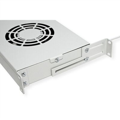 19" Ventilačná jednotka, 2 vetráky, 1U, s termostatom, sivá