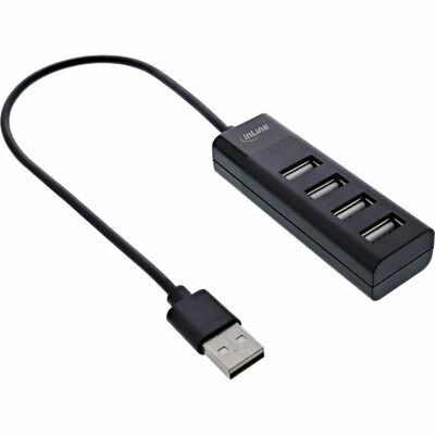 Hub USB 2.0, 4 Port, 4x USB A, 30cm kábel, čierny