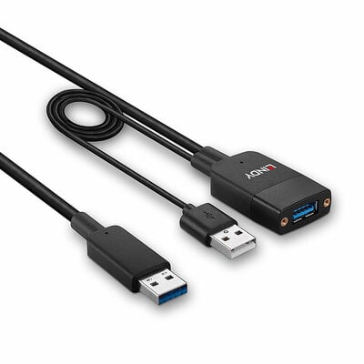 Kábel USB 3.2 Gen 2, A-A M/F 35m, 10Gbps, čierny, predlžovací, AKTÍVNY optický