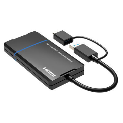 Adaptér USB Typ C / A na 2x HDMI, 4K@30Hz, 0.15m, čierny