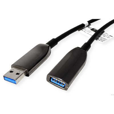 Kábel USB 3.2 Gen 1, A-A M/F 15m, 5Gbps, predlžovací, čierny, aktívny, optický