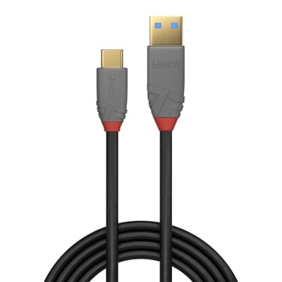 Kábel USB 3.2 Gen 2, AM/CM Typ C 1m, 10Gbps, PD 100w 20V5A, Anthra Line, čierny, pozl. kon.