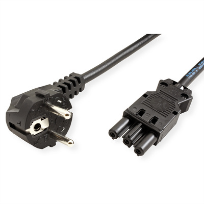 Kábel sieťový 230V, vidlica (CEE7/7) lomená - GST18 (F), 1m, 1.50mm², 16A, čierny