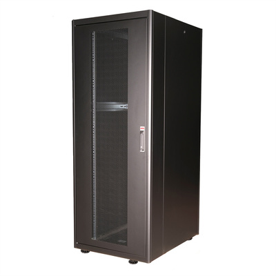 19" Rack na podlahu 42U, 2010x800x1000mm (HxWxD), BASIC, perforované dvere, čierny