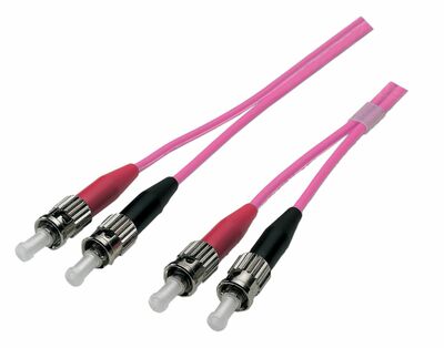 Fiber kábel ST-ST, 15m Duplex OM4(50/125µm), LSOH, 3mm, fialový