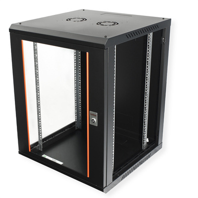19" Rack na stenu 15U, čierny, 779x600x600mm (HxWxD), odnímateľné bočnice