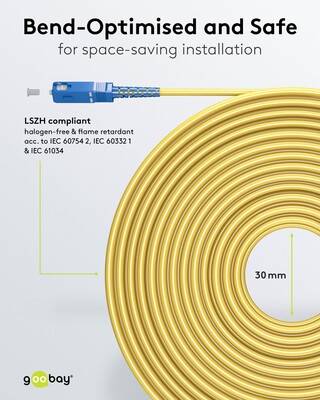 Fiber kábel SC-SC/APC, 15m Simplex OS2(9/125µm), LSOH, 3mm, žltý