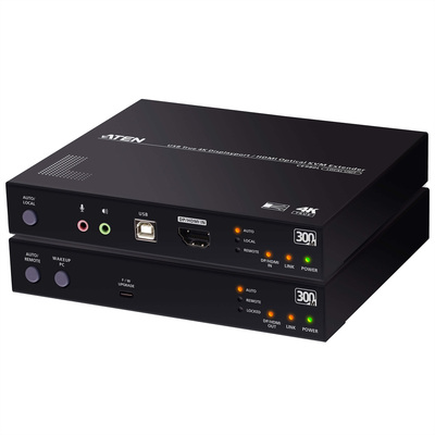 Predĺženie KVM cez Fibre Optic LC OM3 do 300m, DisplayPort v1.2, USB, 4K@60Hz, Audio, RS232