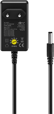 Adaptér NTS 600mA Univerzálny 3-12V, 7.2W, 1.8m kábel, konektory: DC, USB(mini, micro, A, C), čierny