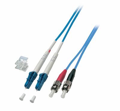 Fiber kábel LC-ST, 5m Duplex OS2(9/125µm), LSOH, armored (opancierovaný), 3mm, modrý