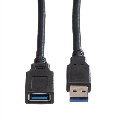 Kábel USB 3.2 Gen 1, A-A M/F 0.8m, 5Gbps, predlžovací, čierny
