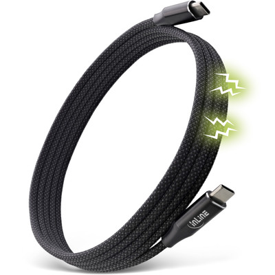 Kábel USB 2.0 Typ C CM/CM 1m, High Speed, Power Delivery 100w 20V5A, čierny, magnetický