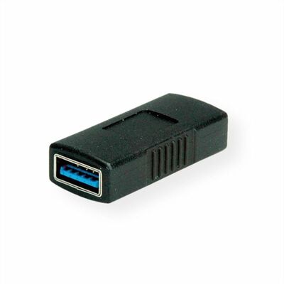 Adaptér USB 3.2 AF/AF (spojka) - A samica / A samica, čierny, celozapustené konektory