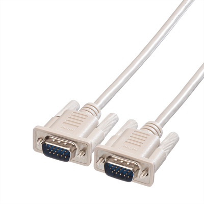 Kábel VGA M/M 3m, prepojovací, tienený, sivý