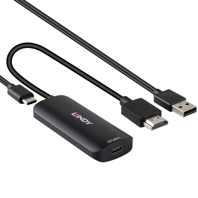 Adaptér HDMI na USB 3.1 Typ C, napájanie USB C, HDMI 2.0, 4K@60Hz, 18G, čierny, 13cm