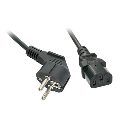 Kábel sieťový 230V, vidlica (CEE7/7) lomená - C13, 2m, 0.75mm², 10A, čierny