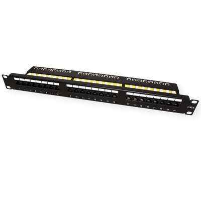 19" Patch panel 24port cat.6, netienený, 1U, čierny