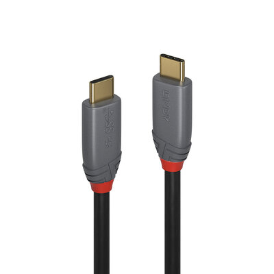 Kábel USB 3.2 Gen 2x2, Typ C CM/CM 1m, 20Gbps, PD 100w 20V5A, Anthra Line, čierny, pozl. konektor
