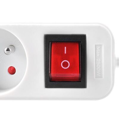 Predlžovačka 3m s 4 zásuvkami, s vypínačom, 1.00mm², biela