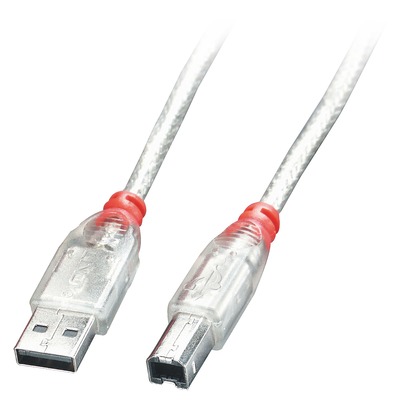 Kábel USB 2.0 A-B M/M 3m, High Speed, transparentný