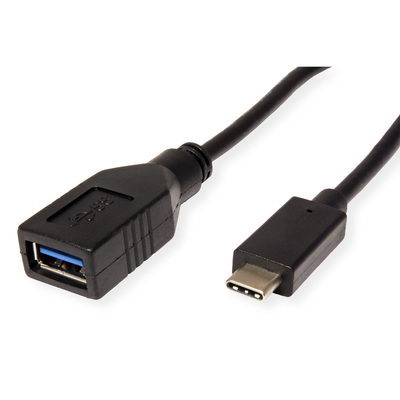 Kábel USB 3.2 Gen 1, Typ C CM/AF 0.15m, 5Gbps, OTG, čierny