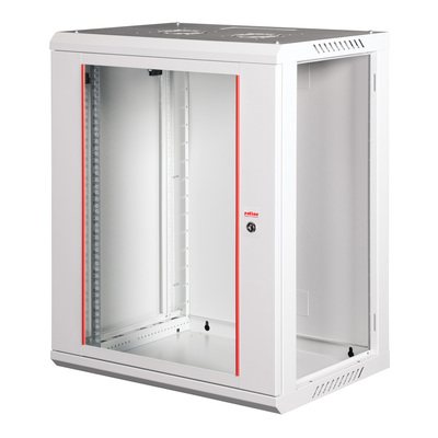 19" Rack na stenu 18U, sivý, 912x600x450mm (HxWxD), odnímateľné bočnice