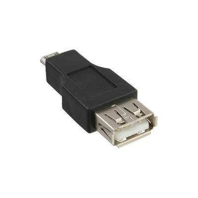 Adaptér USB 2.0, A-Micro-B F/M, 480Mbps, priamy, čierny