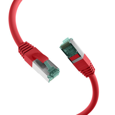 S/FTP (PiMF) Patchkábel LSOH 0.25m cat.6a, červený, Cu