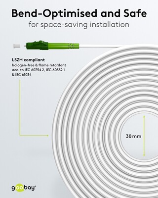 Fiber kábel LC/APC-LC/APC, 1m Simplex OS2(9/125µm), LSOH, 3mm, biely
