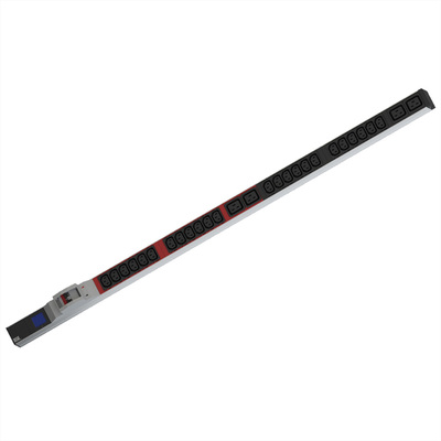 Vertikálna zásuv. lišta 24xC13, 6xC19, 3x3600W, 3m, 3 fázový prívod, meranie výkonu, výška 1086mm