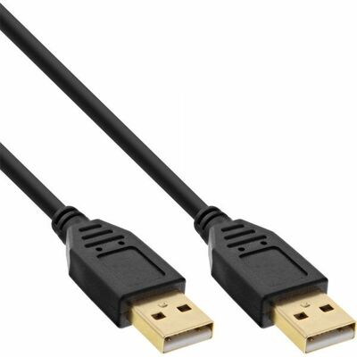 Kábel USB 2.0 A-A M/M 1m, High Speed, čierny, pozl.